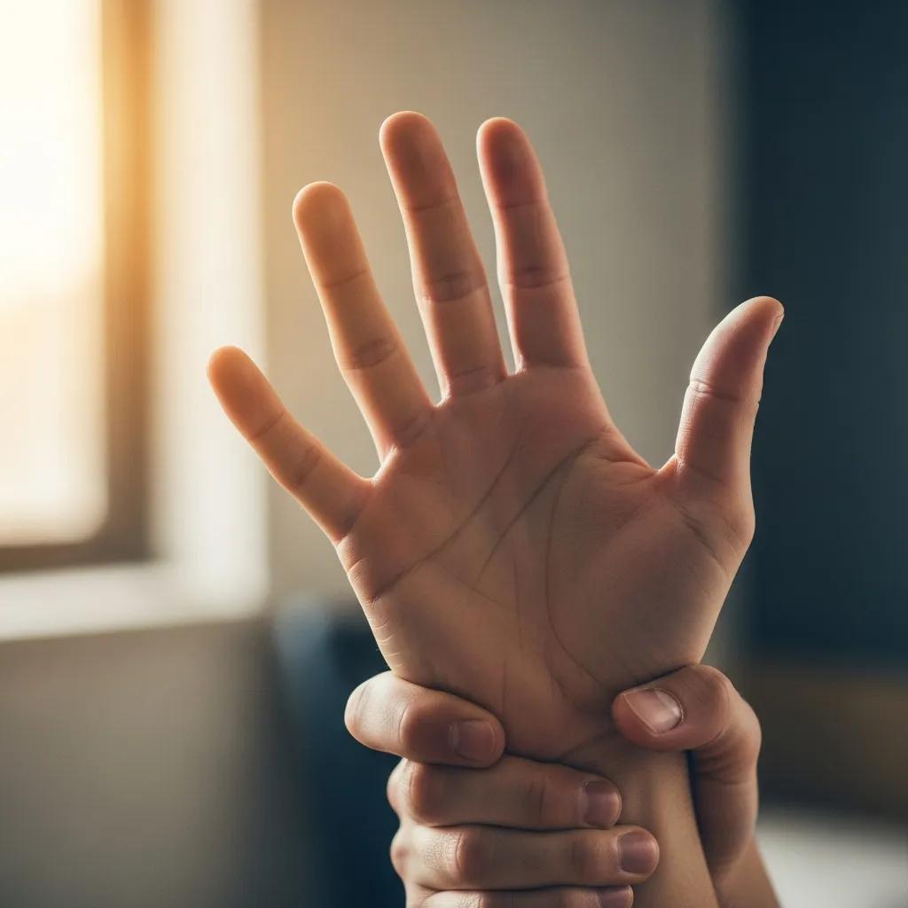 Close-up of a hand and wrist performing rehabilitation exercises for tendon injuries